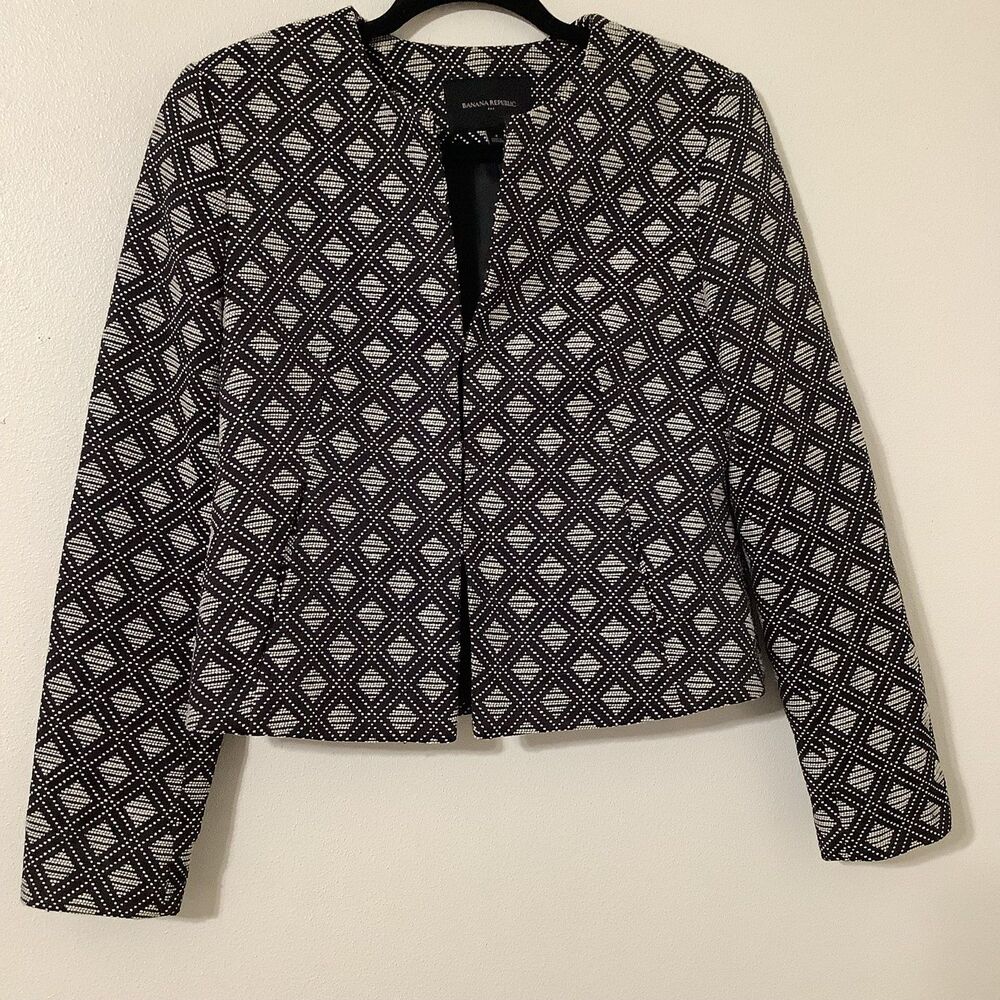 Banana Republic Embroidered Diamond Old Money Preppy Academic Modest Blazer 4‎